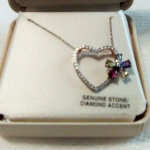 Heart shaped necklace w/ rainbow chain
